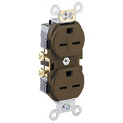 5028 Brown Duplex Receptacle, Indented, 2-Pole, 3-Wire, 15A 250V, COMMERCIAL RECEPTACLES, Leviton - Maple Electric Supply 