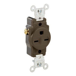 5029 Brown Receptacle Single 2-Pole 3-Wire 6-15R 15A 250V, COMMERCIAL RECEPTACLES, Leviton - Maple Electric Supply 