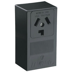 5054 Black Receptacle, Single 3-Pole 3-Wire Surface Mount, 30A 125/250V, INDUSTRIAL RECEPTACLES, Leviton - Maple Electric Supply 