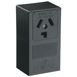 5054 Black Receptacle, Single 3-Pole 3-Wire Surface Mount, 30A 125/250V, INDUSTRIAL RECEPTACLES, Leviton - Maple Electric Supply 