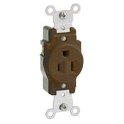 5088 Brown Receptacle Single 2P 3W 5-15R 15A 125V, COMMERCIAL RECEPTACLES, Leviton - Maple Electric Supply 