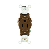 5251 Brown Receptacle Single 2-Pole 3-Wire 15A 125V, INDUSTRIAL RECEPTACLES, Leviton - Maple Electric Supply 
