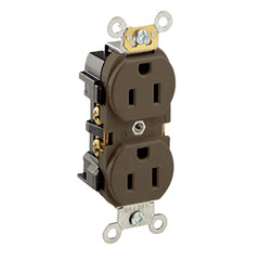 5252 Brown Duplex Receptacle, 2 Pole, 3 Wire, 15A 125V, INDUSTRIAL RECEPTACLES, Leviton - Maple Electric Supply 
