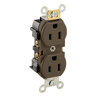 5252 Brown Duplex Receptacle, 2 Pole, 3 Wire, 15A 125V, INDUSTRIAL RECEPTACLES, Leviton - Maple Electric Supply 