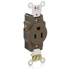 5261 Brown Receptacle Single, 2-Pole, 3-Wire, 15A 125V, INDUSTRIAL RECEPTACLES, Leviton - Maple Electric Supply 