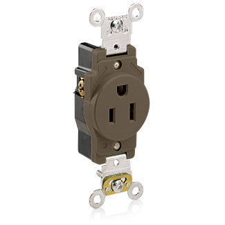 5261 Brown Receptacle Single, 2-Pole, 3-Wire, 15A 125V, INDUSTRIAL RECEPTACLES, Leviton - Maple Electric Supply 