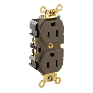 5262 Brown Duplex Receptacle 2-Pole 3-Wire 15A 125V, INDUSTRIAL RECEPTACLES, Leviton - Maple Electric Supply 