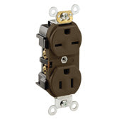 5292 Brown Receptacle Duplex Dual Volt 2-Pole 3-Wire 15A 125/250V, INDUSTRIAL RECEPTACLES, Leviton - Maple Electric Supply 