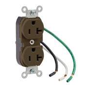 5340 Brown Receptacle Pigtail Duplex 2-Pole 3-Wire 20A 125V 5-20R, COMMERCIAL RECEPTACLES, Leviton - Maple Electric Supply 