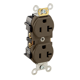 5352 Brown Receptacle Duplex T-Slot, 2-Pole, 3-Wire, 20A 125V, INDUSTRIAL RECEPTACLES, Leviton - Maple Electric Supply 