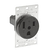 5373 Black Receptacle - Single Flush Mount, 2 Pole, 3 Wire, 50A 125V, INDUSTRIAL RECEPTACLES, Leviton - Maple Electric Supply 