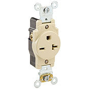 5461 Brown Receptacle Single 2-Pole 3-Wire 20A 250V, INDUSTRIAL RECEPTACLES, Leviton - Maple Electric Supply 