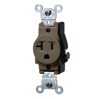 5801 Brown Receptacle Single 2-Pole 3-Wire 5-20R 20A 125V, COMMERCIAL RECEPTACLES, Leviton - Maple Electric Supply 