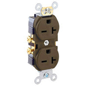 5822 Brown Receptacle Duplex Indented 2-Pole 3-Wire 20A 250V, COMMERCIAL RECEPTACLES, Leviton - Maple Electric Supply 