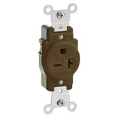 5823 Brown Receptacle Single 2 Pole 3 Wire 6-20R 20A 250V, COMMERCIAL RECEPTACLES, Leviton - Maple Electric Supply 