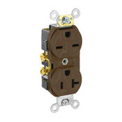 5842 Brown Duplex Receptacle, 2-Pole 3-Wire, 20A 125/250V, COMMERCIAL RECEPTACLES, Leviton - Maple Electric Supply 