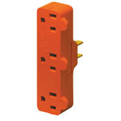 699 Orange Triple Tap Vinyl Grounding Adapter 15A 125V, RESIDENTIAL, Leviton - Maple Electric Supply 