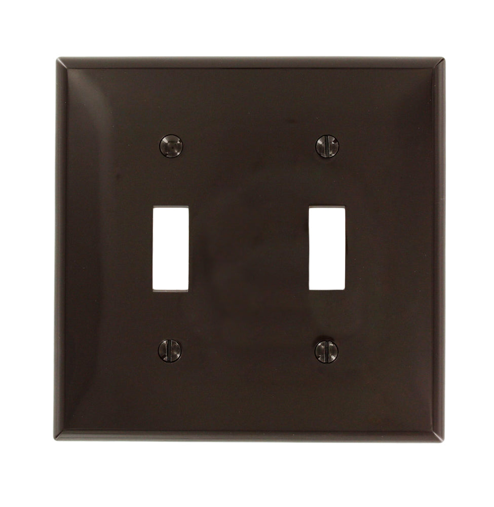 80709 Brown 2-Gang Toggle Wallplate, Durable Thermoplastic