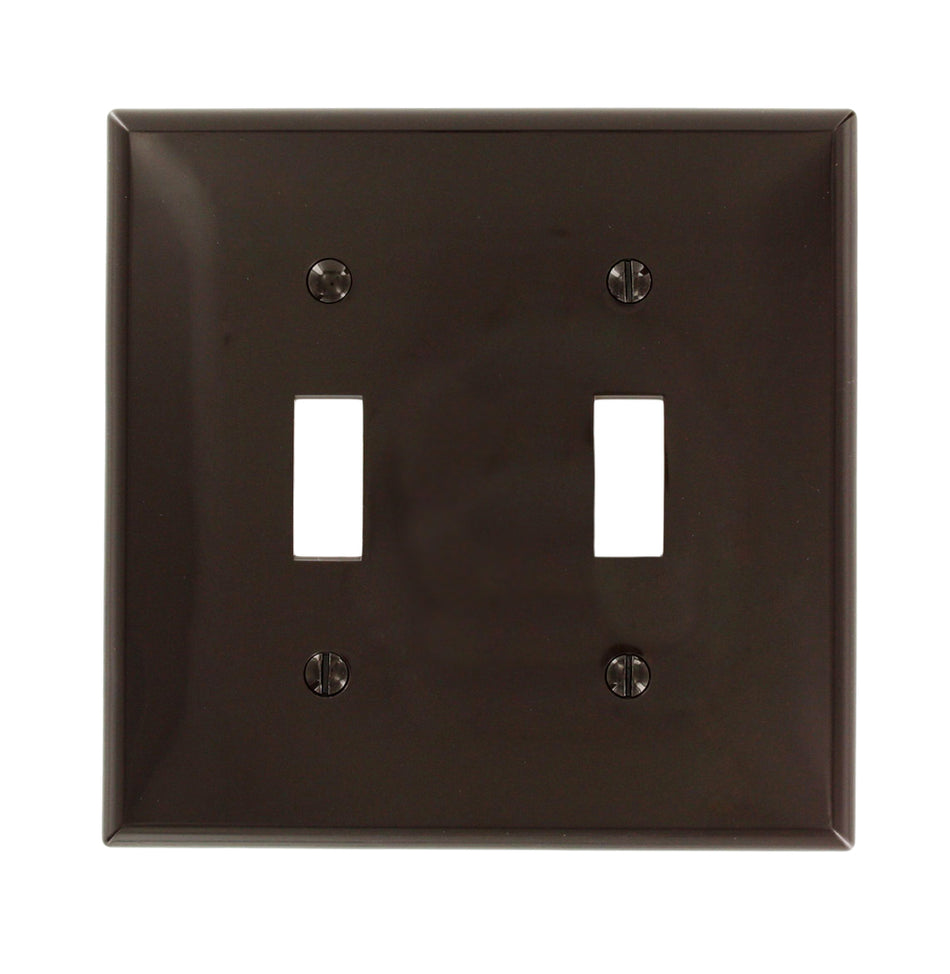 80709 Brown 2-Gang Toggle Wallplate, Durable Thermoplastic