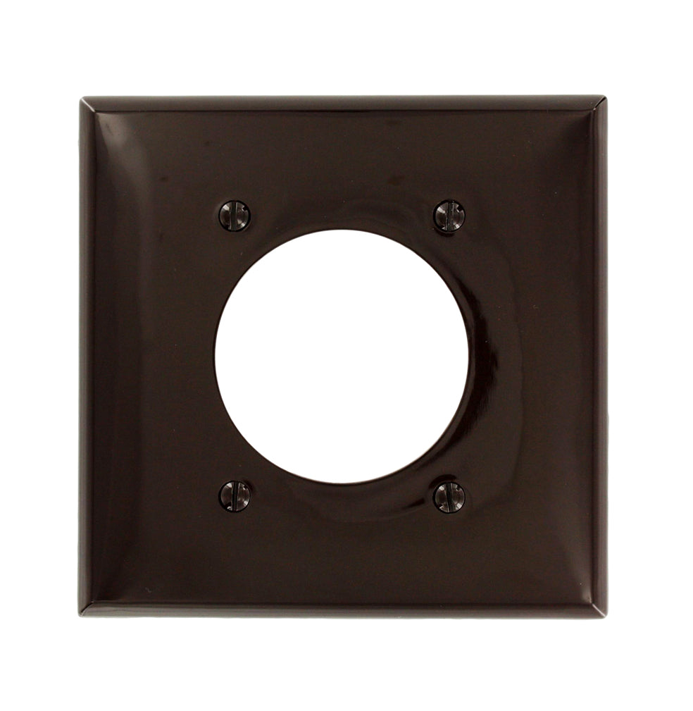 80726 Brown Wallplate - 2-Gang Single Outlet, 2 x 1.45" Dia, Nylon