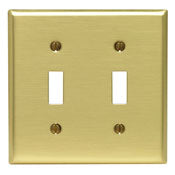 81011 Brass Wallplate 3-Gang 3-Toggle Satin Finish Standard Size