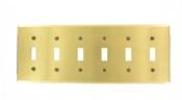 81036 Brass Wallplate - 6 Gang 6 Toggle Standard Size, Satin Finish