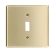 81040 Brass Wallplate - 2 Gang 1 Toggle Centered Satin Finish
