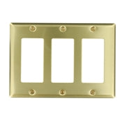 81411 Brass Wallplate 3-Gang Deco