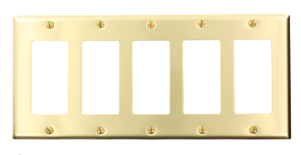 81423 Brass Satin 5-Gang Decora Standard Size Wallplate