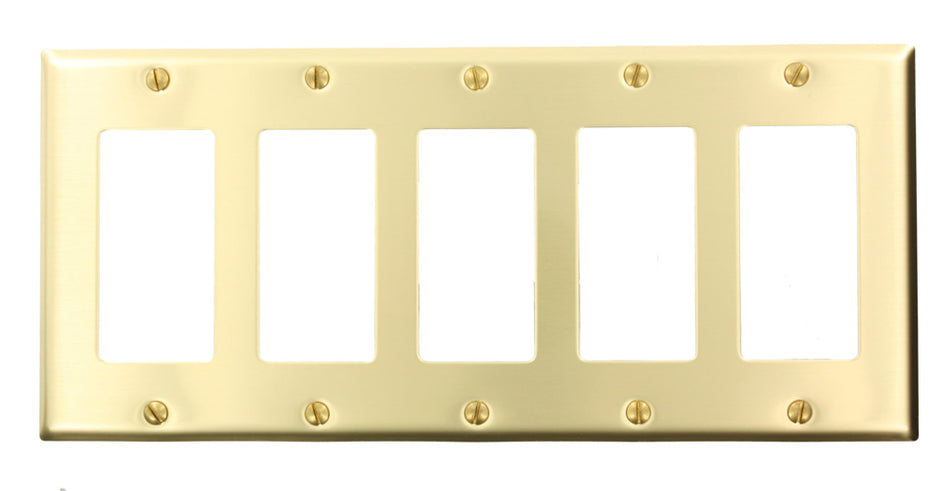 81423 Brass Satin 5-Gang Decora Standard Size Wallplate