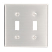 83009 Aluminum Wallplate - 2 Gang 2 Toggle Satin Finish
