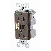 8380 Brown TVSS Receptacle 20A 125V Alarm Hospital Grade Back and Side Wired