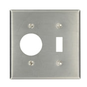 84007 Stainless Steel Wallplate - 2 Gang, 1 Toggle/1 Receptacle, Standard Size
