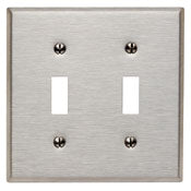 84009 Stainless Steel Wallplate, 2-Gang Toggle, Standard Size