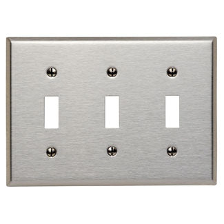 84011 Stainless Steel 3-Gang Toggle Wallplate
