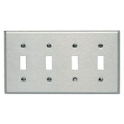84012 Stainless Steel 4-Gang Toggle Wallplate, Standard Size