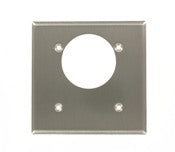 84022 Stainless Steel Wallplate, 2-Gang Power Outlet, Standard Size, 2.15" Hole, METALLIC C&I WALLPLATES, Leviton - Maple Electric Supply 