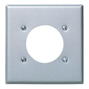 84026 Stainless Steel Wallplate 2-Gang Power Outlet with 2 147 Hole, Standard Size, METALLIC C&I WALLPLATES, Leviton - Maple Electric Supply 