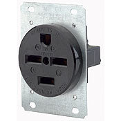 8430 Black Receptacle Single Flush Mount 3-Pole 4-Wire 30A 250V, INDUSTRIAL RECEPTACLES, Leviton - Maple Electric Supply 