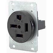 8450 Black Receptacle Single Flush Mount 3-Pole 4-Wire 50A 250V, INDUSTRIAL RECEPTACLES, Leviton - Maple Electric Supply 