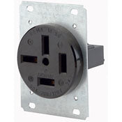 8460 Black Receptacle Single Flush Mount 3-Pole 4-Wire 60A 250V, INDUSTRIAL RECEPTACLES, Leviton - Maple Electric Supply 