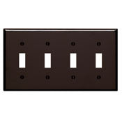 85012 Brown Wallplate, 4-Gang 4-Toggle, Standard Size