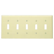 86023 Ivory Wallplate - 5-Gang, 5-Toggle, Standard Size