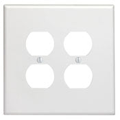86116 Ivory Oversized 2-Gang 2-Duplex Wallplate, RESIDENTIAL, Leviton - Maple Electric Supply 