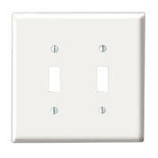 88009 White Wallplate, 2-Gang 2-Toggle, Standard Size
