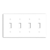 88012 White Wallplate, 4-Gang 4-Toggle, Standard Size