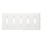 88023 White 5-Gang 5-Toggle Wallplate Standard Size