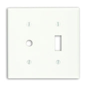 88077 White 2-Gang Wallplate with 1 Toggle and 1 Tel Hole Strap, RESIDENTIAL, Leviton - Maple Electric Supply 