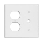 88078 White Wallplate - 2-Gang, 1-Duplex, 1-Tel, 406 Hole, Strap Mount, RESIDENTIAL, Leviton - Maple Electric Supply 