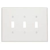 88111 White Oversized 3-Gang 3-Toggle Wallplate, RESIDENTIAL, Leviton - Maple Electric Supply 